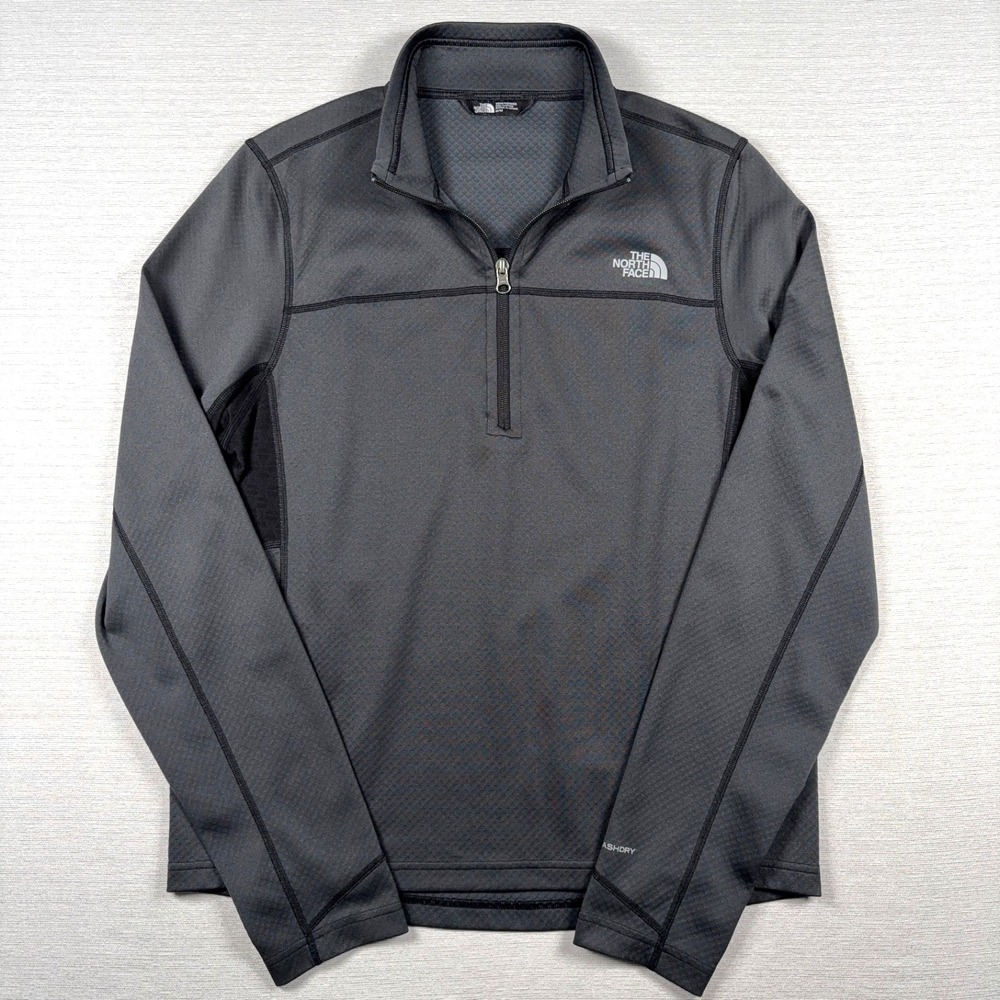 The North Face Flashdry 1/4 Zip Pullover Mens Size M Dark Gray Polyester Vented